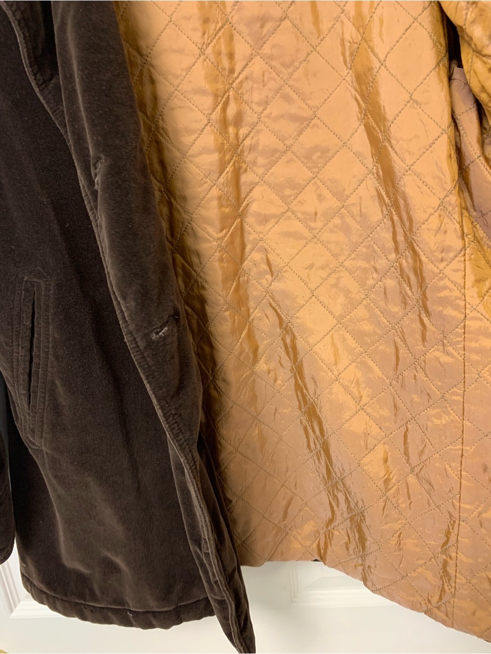 Y2K Express Brown Velvet Double-Breasted Pea Coat - Picture 8 of 10
